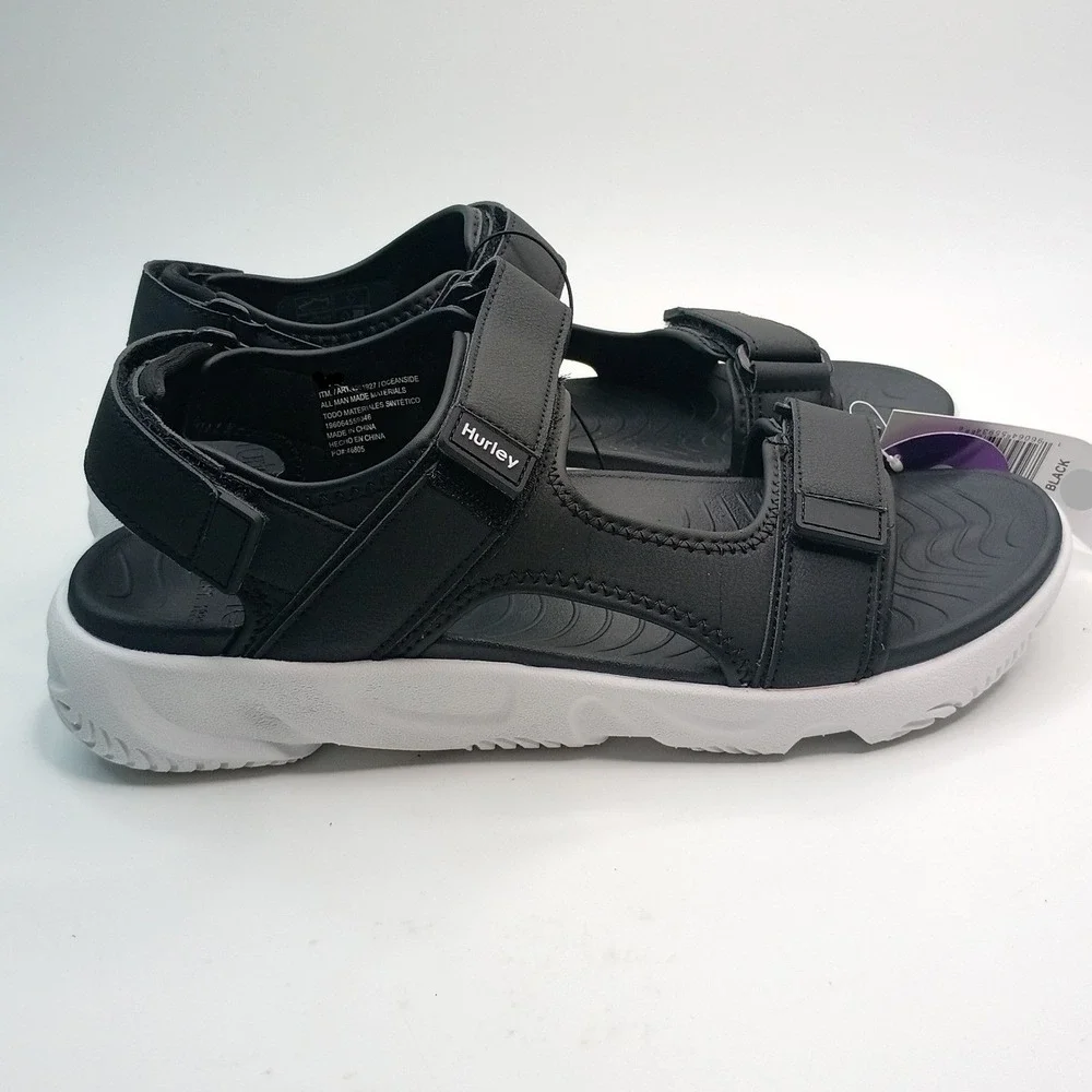 Hurley Oceanside Sandals Men Size 11 Black Synthetic Strappy Sport 1961927